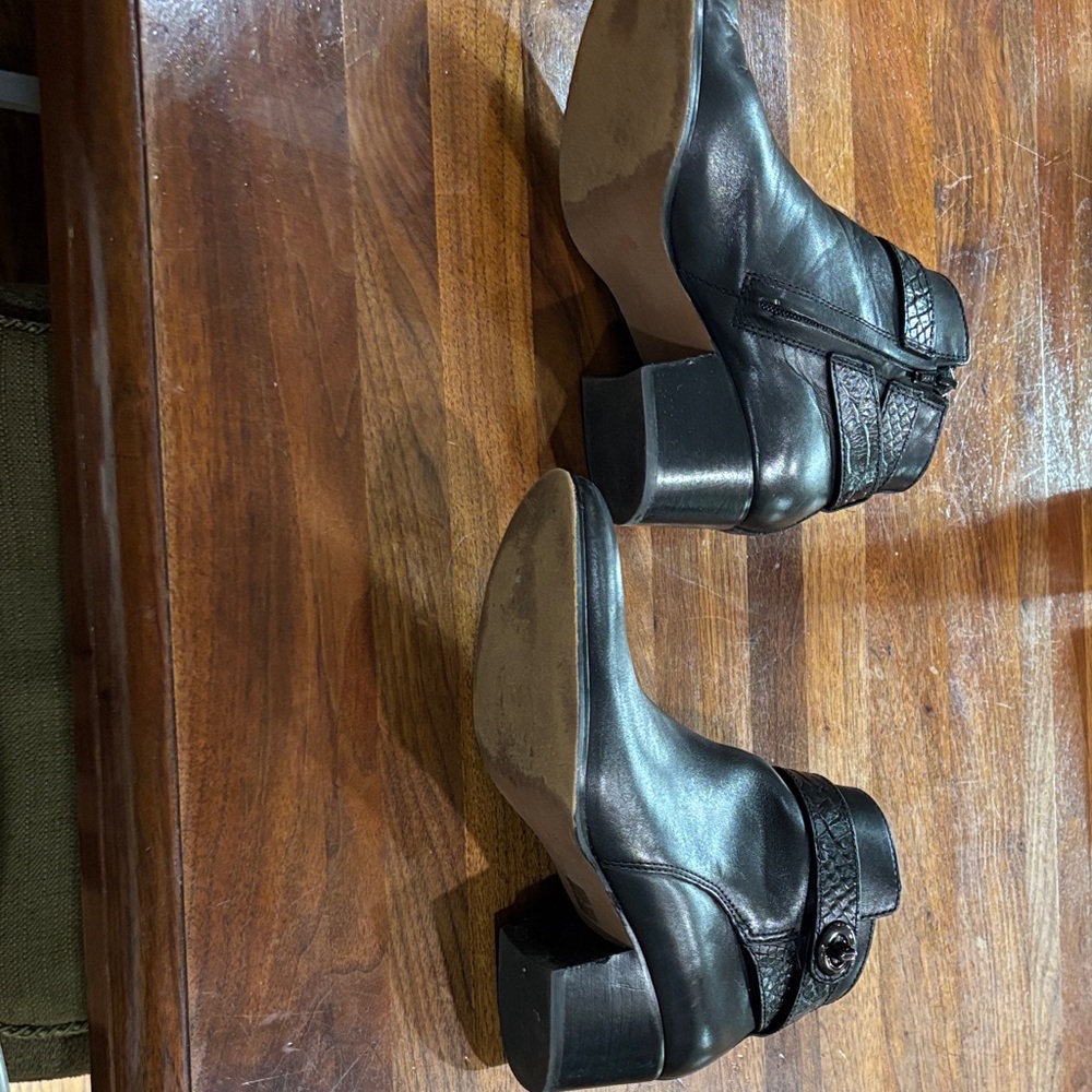 Coach Black Ankle Booties with Textured Strap - Picture 4 of 7